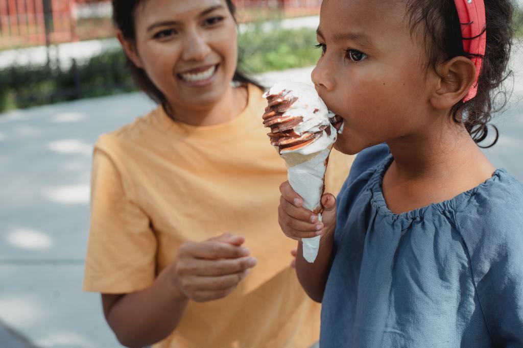 Summer Fun Eating Ice cream with Mommy