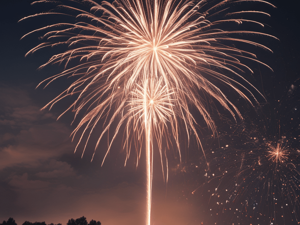 Watching Beautiful Fireworks On The 4th Of July