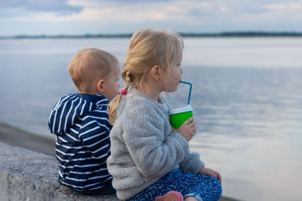 Sipping Our Juice While We're Watching The Ocean